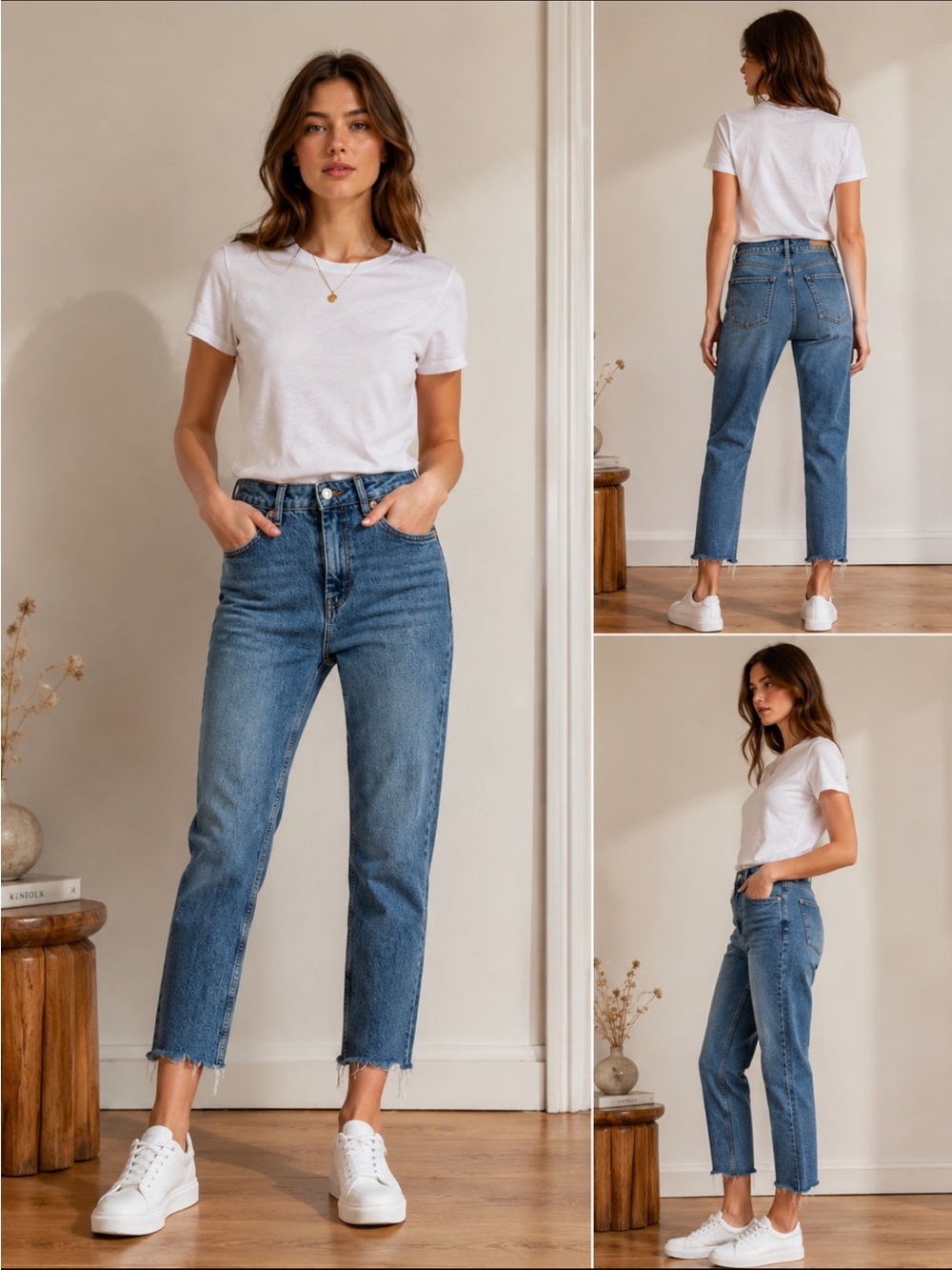 Topshop Blue Cropped Straight-Leg Jeans